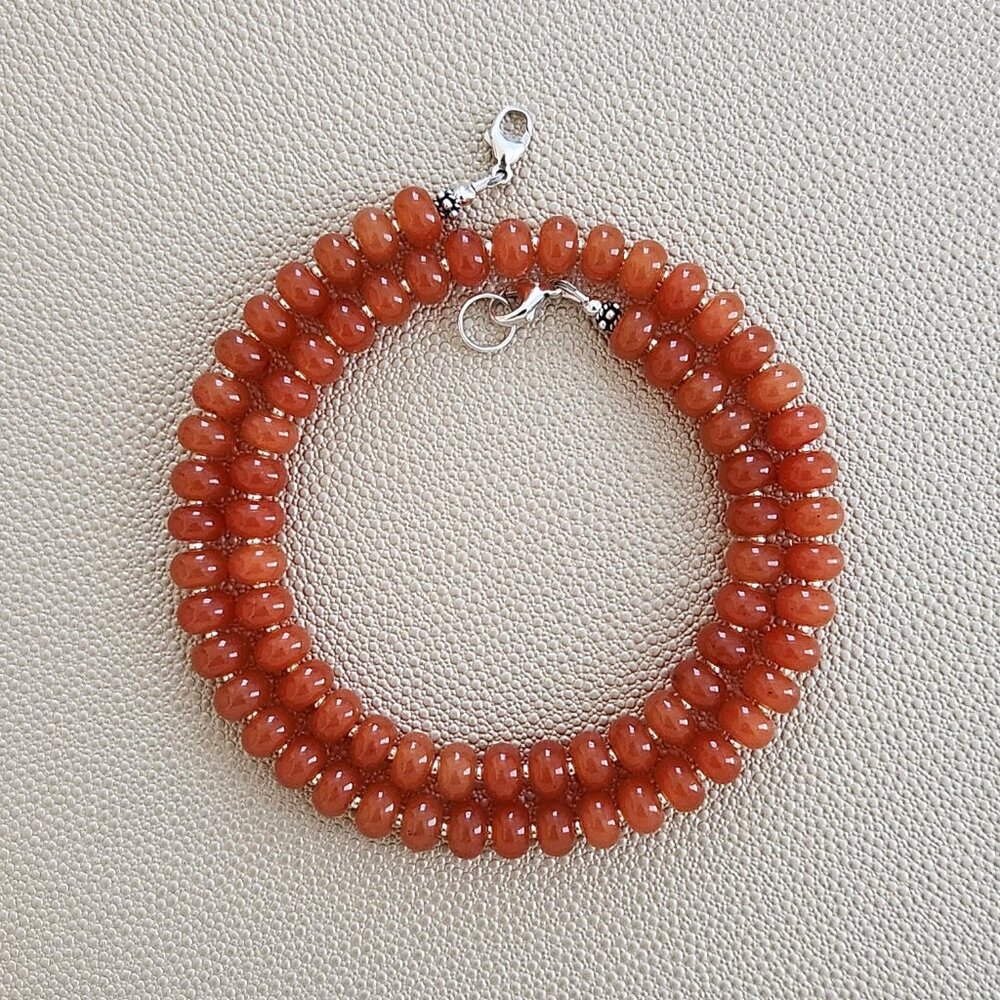 ORANGE COLORED JADE NECKLACE--20"